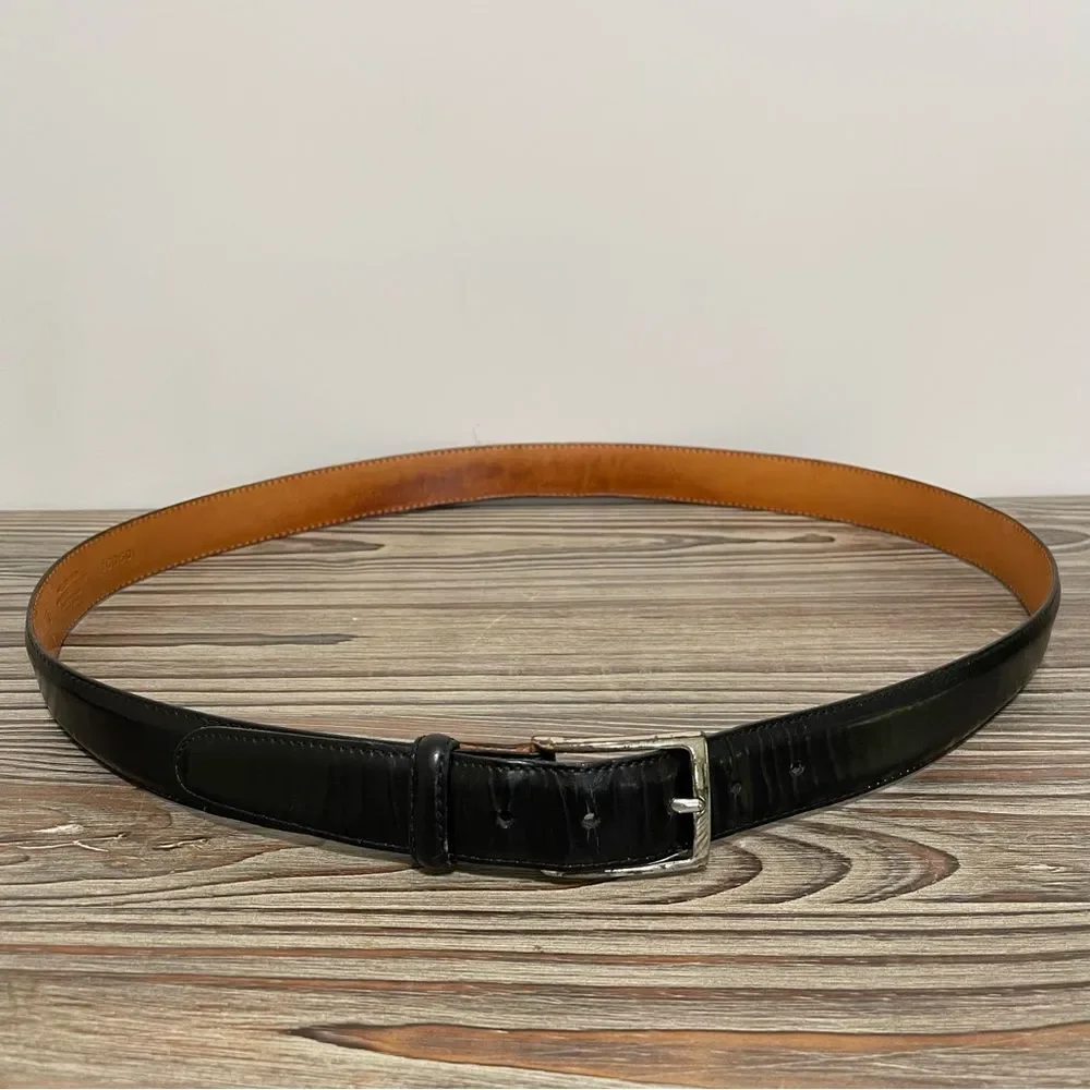 Vintage Martin Dingman Black Milled Finish Leather Belt Men 42 Hand Made in USA